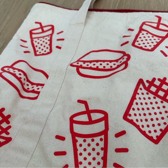 Fast Food Tote Bag Chickfila Burger French Fry Red Novelty Printed Canvas VTG - Picture 7 of 12